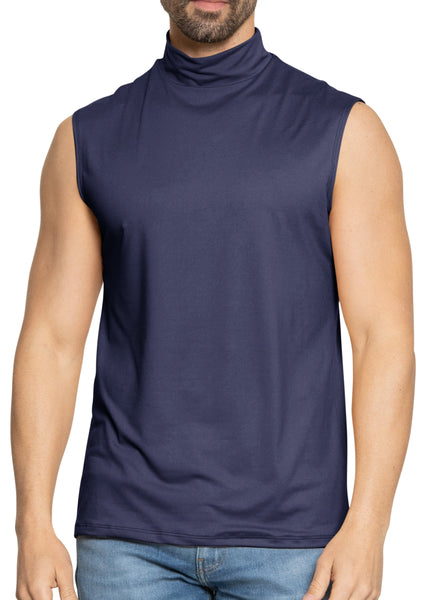 Men’s Oh So Soft Luxe Mock Neck Turtleneck Sleeveless Shirt Casual Pullover Top
