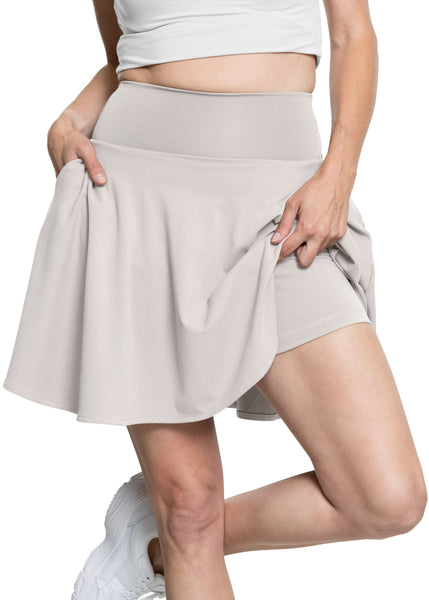 Women’s and Plus Ultra Flex High Waist Tennis Skirt with Pockets and Built in Shorts