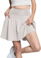 Women’s and Plus Ultra Flex High Waist Tennis Skirt with Pockets and Built in Shorts