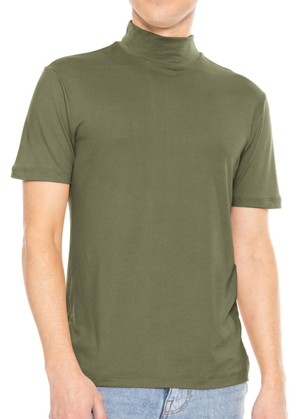 Men’s Oh So Soft Luxe Mock Neck Turtleneck Short Sleeve Shirt Casual Pullover Top