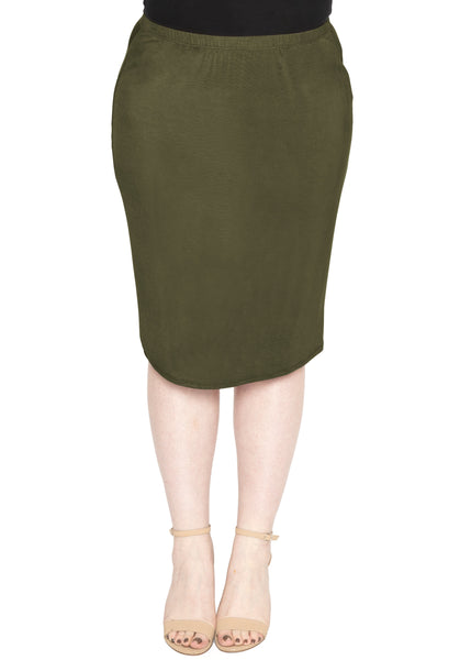 Women's Plus Size Soft Stretch MIDI Skirt