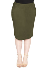 Women's Plus Size Soft Stretch MIDI Skirt