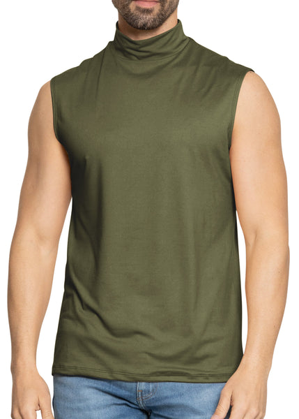 Men’s Oh So Soft Luxe Mock Neck Turtleneck Sleeveless Shirt Casual Pullover Top