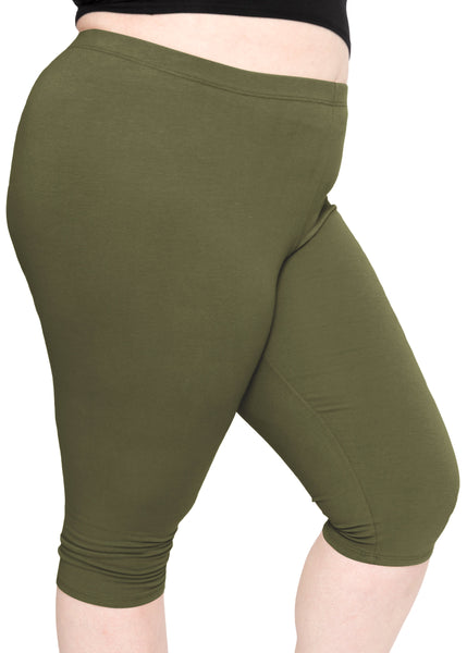 Women's Plus Size Knee Length Cotton Leggings