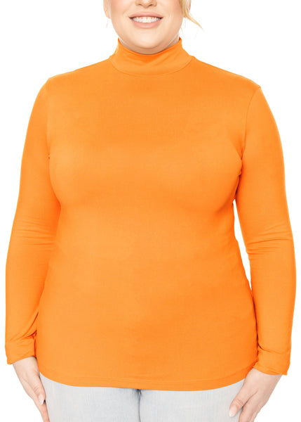 Women's and Plus Oh So Soft Long Sleeve Mock Turtleneck Top Regular Fit Everyday Wear