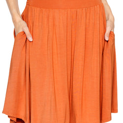 Women's and Plus Size Scoop Hem Flare Mid Length Skirt with Pockets