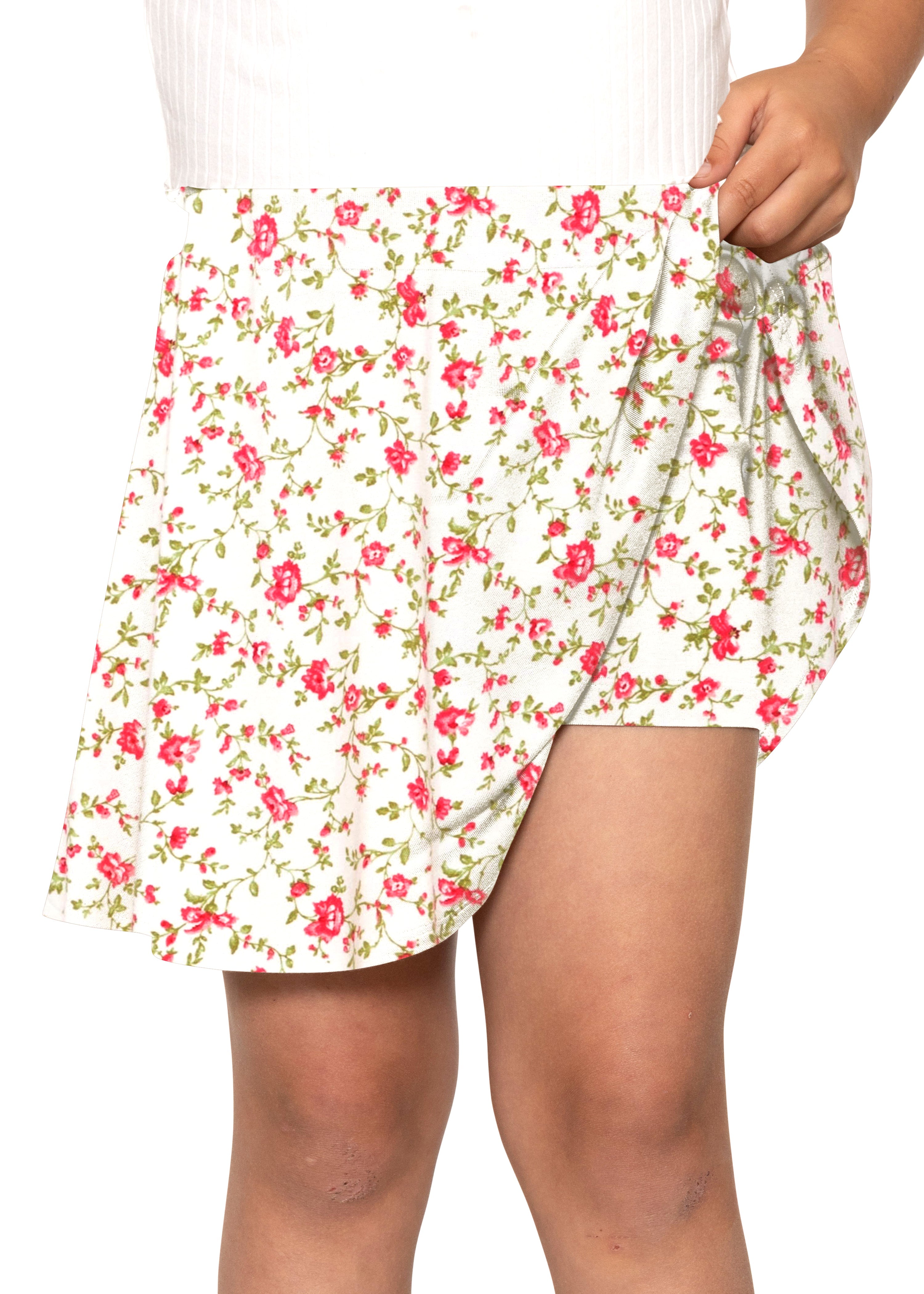 Girl's A-Line Short Skirt with Built-in Shorts