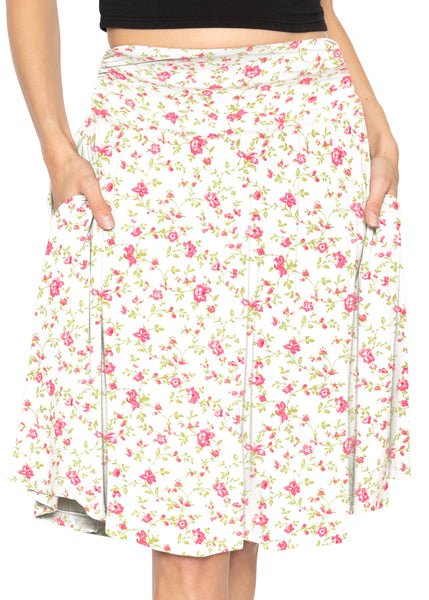 Women's and Plus Size Scoop Hem Flare Mid Length Skirt with Pockets