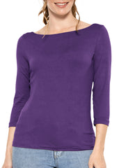 Women's and Plus Oh So Soft ¾ Boat Neck Top