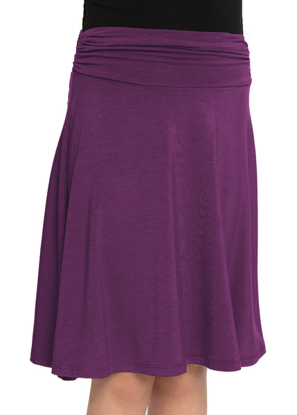 Youth Girl's Flowy Knee Length Skirt with Ruched Waistband