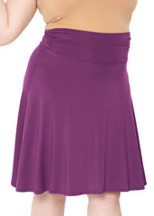 Women's & Plus Size Knee Length Ruched Waist Flowy Skirt