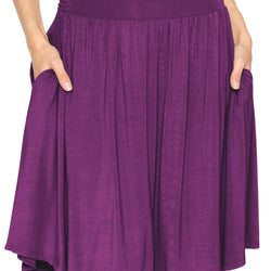 Women's and Plus Size Scoop Hem Flare Mid Length Skirt with Pockets