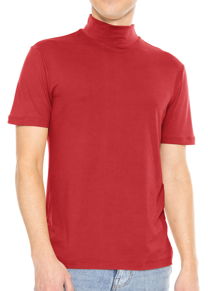 Men’s Oh So Soft Luxe Mock Neck Turtleneck Short Sleeve Shirt Casual Pullover Top