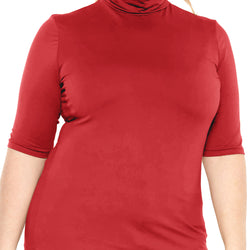 Women's Plus Size Warm Short Sleeve Turtleneck Top | Ultra Soft