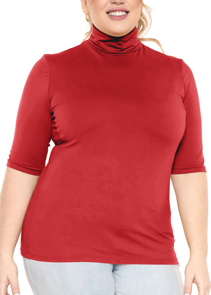 Women's Plus Size Warm Short Sleeve Turtleneck Top | Ultra Soft