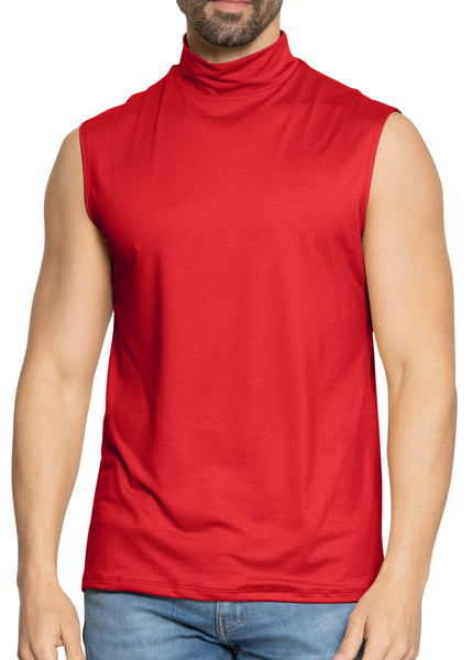 Men’s Oh So Soft Luxe Mock Neck Turtleneck Sleeveless Shirt Casual Pullover Top