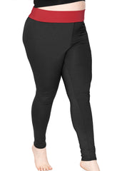 Women's and Plus Teamwear Foldover Full Length Cotton Yoga Leggings