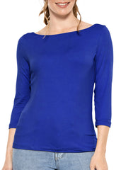 Women's and Plus Oh So Soft ¾ Boat Neck Top