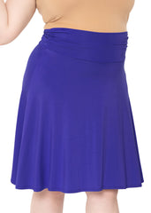 Women's & Plus Size Knee Length Ruched Waist Flowy Skirt
