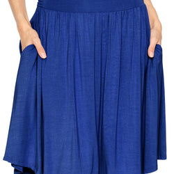 Women's and Plus Size Scoop Hem Flare Mid Length Skirt with Pockets