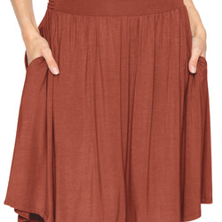 Women's and Plus Size Scoop Hem Flare Mid Length Skirt with Pockets