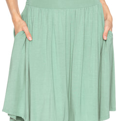 Women's and Plus Size Scoop Hem Flare Mid Length Skirt with Pockets