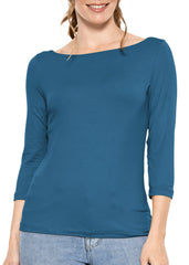 Women's and Plus Oh So Soft ¾ Boat Neck Top