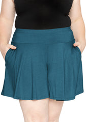 Women’s and Plus Size Flowy Wide Leg Shorts with Pockets