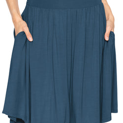 Women's and Plus Size Scoop Hem Flare Mid Length Skirt with Pockets
