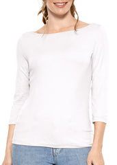 Women's and Plus Oh So Soft ¾ Boat Neck Top