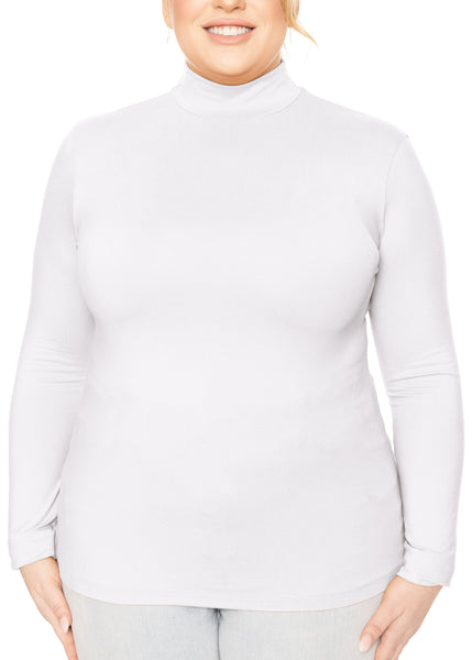 Women's and Plus Oh So Soft Long Sleeve Mock Turtleneck Top Regular Fit Everyday Wear
