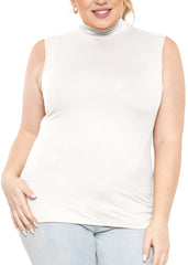 Women's Plus Oh So Soft Sleeveless Mock Neck Top - Perfectly Stylish, Cozy Essential for Everyday