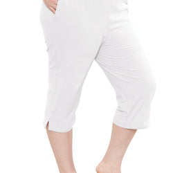 Women’s and Plus Size Cotton Straight Leg Cropped Pants with Pockets | Soft and Casual