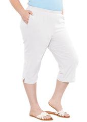 Women’s and Plus Size Cotton Straight Leg Cropped Pants with Pockets | Soft and Casual