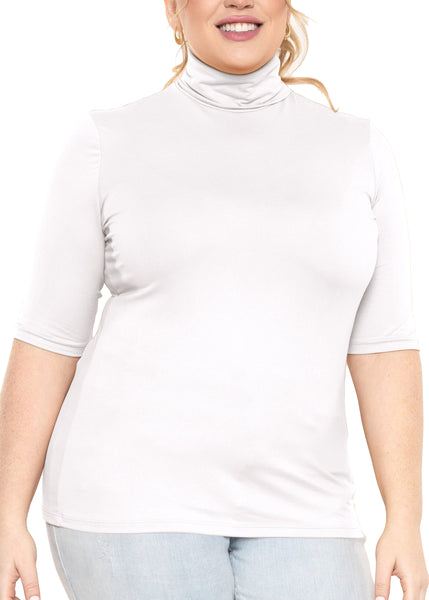 Women's Plus Size Warm Short Sleeve Turtleneck Top | Ultra Soft