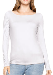Women's and Plus Oh So Soft Long Sleeve Boat Neck Top