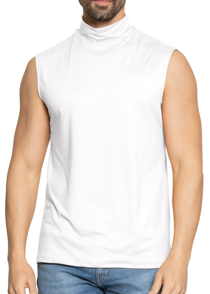 Men’s Oh So Soft Luxe Mock Neck Turtleneck Sleeveless Shirt Casual Pullover Top