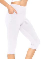 Women and Plus Size High Waist Knee Length Leggings with Pocket