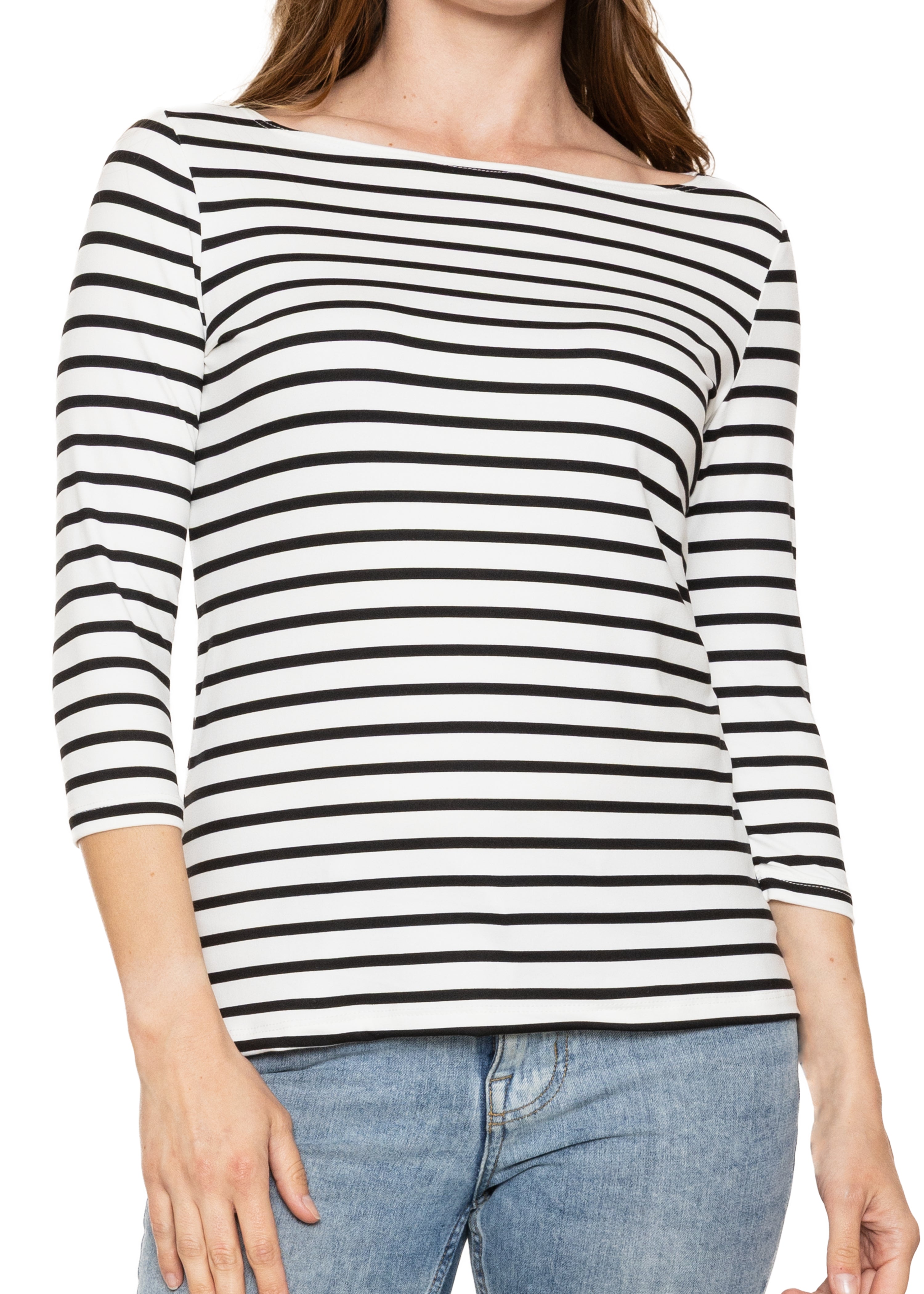 Women's and Plus Oh So Soft ¾ Boat Neck Top