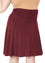 Women's & Plus Size Knee Length Ruched Waist Flowy Skirt
