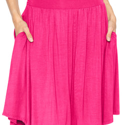 Women's and Plus Size Scoop Hem Flare Mid Length Skirt with Pockets