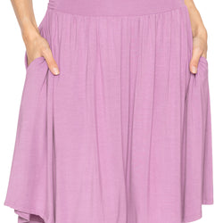 Women's and Plus Size Scoop Hem Flare Mid Length Skirt with Pockets