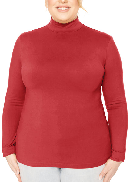 Women's and Plus Oh So Soft Long Sleeve Mock Turtleneck Top Regular Fit Everyday Wear