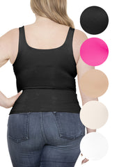 Women's and Plus Double Layered Crop Mid Length Tank Top | Everyday Compression Shapewear | Small - 5X