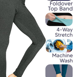 Women's and Plus Teamwear Foldover Full Length Cotton Yoga Leggings | Small to 3X