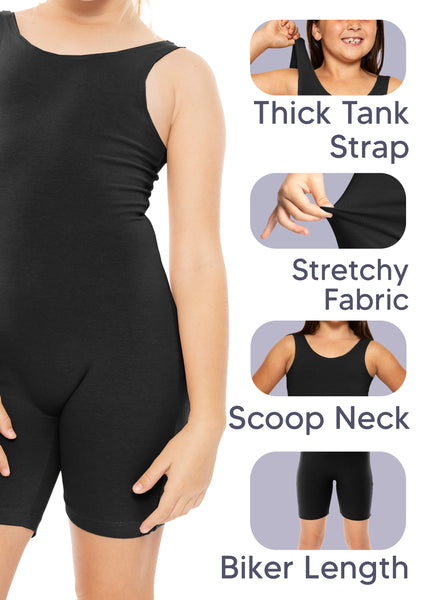 Teamwear Girl's Cotton Tank Biketard | Size 4 to 14