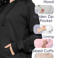 Women's and Plus Size Soft Hoodie with Extra Side Seam Zippered Pocket | Cozy and Functional | Small - 3X