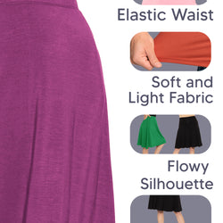 Women's Comfortable Flowy Airy A-Line Knee Length Light Weight Skirt