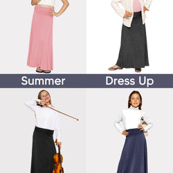 Youth Girl’s Flowy Ankle Length Skirt with Ruched Waistband