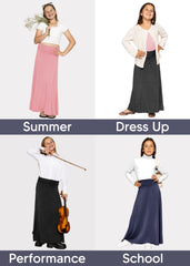 Youth Girl’s Flowy Ankle Length Skirt with Ruched Waistband